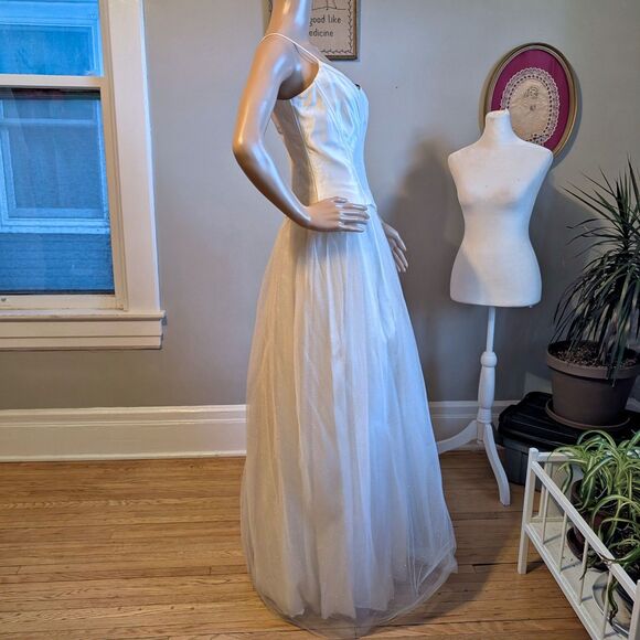 Vintage Y2K Gunne Sax Prom Gown Corset Rhinestone Glitter Princess Bridal 11 - Picture 2 of 12